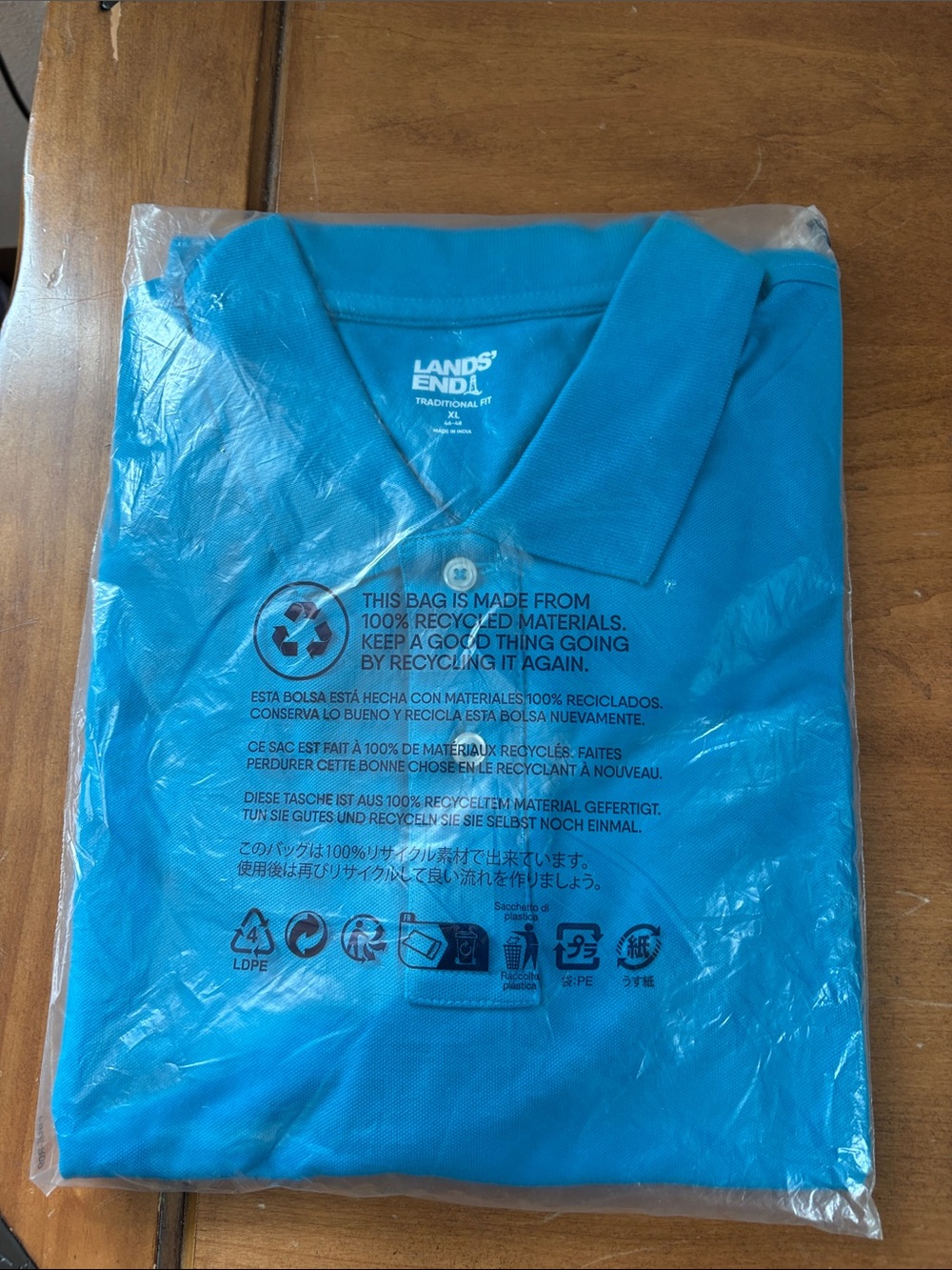 Lands' End NIB Men's Bright Teal Polo Size XL
